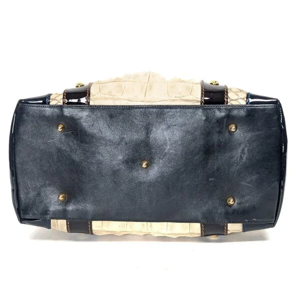 MARINO ORLANDI Cream Croc Embossed Leather Large Bag - Picture 8 of 16